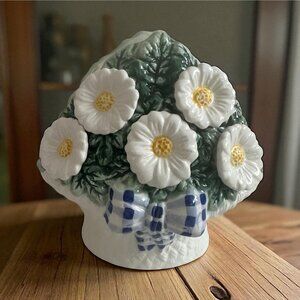 CRACKER BARREL Vintage 1997 Glass Daisy Floral Napkin Holder